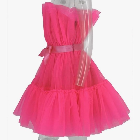 NEW Yellow Tulle Women's Short Puffy Prom Dress Strapless Tulle Homecoming Dress - Picture 5 of 5